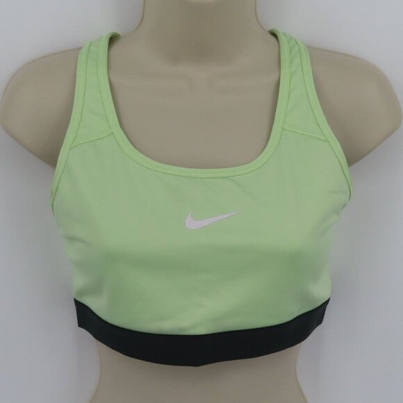 Nike Women Medium Green Gray Logo Racerback Sports Bra Wireless No Wire Athletic - Picture 11 of 11